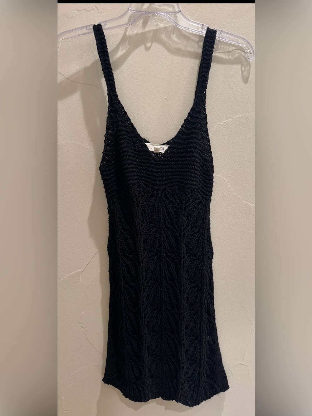 L Space Lisola Cover Up Black Crochet Mini Dress Size S - Picture 3 of 5
